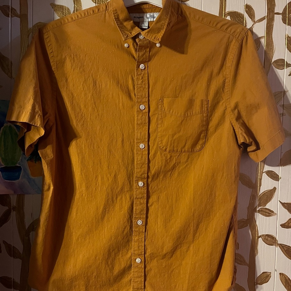 Men's Orange Button-Down Shirt